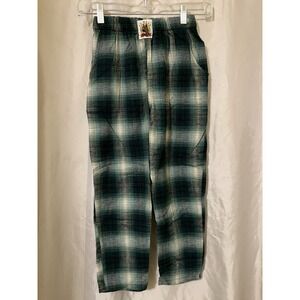 VTG Yo Wear Max Boxxer KIDS Pants S Green NOS 100% Cotton Flannel USA Pockets